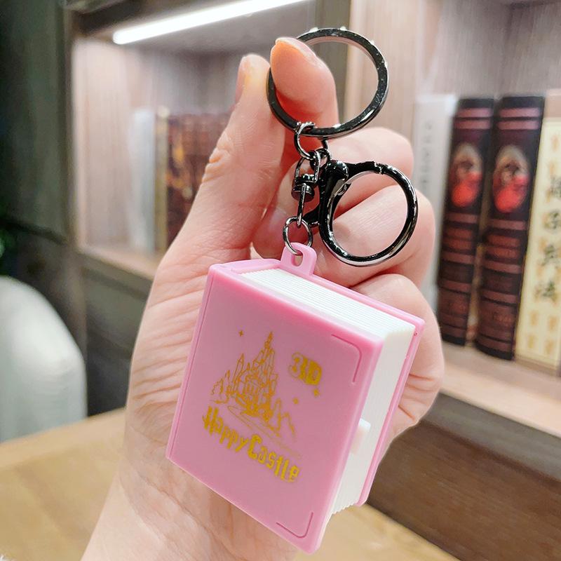 3D Pop-Up Book Keychain: Basketball, Castle, Sailing Ship, Dinosaur, Space Puzzle Pendant