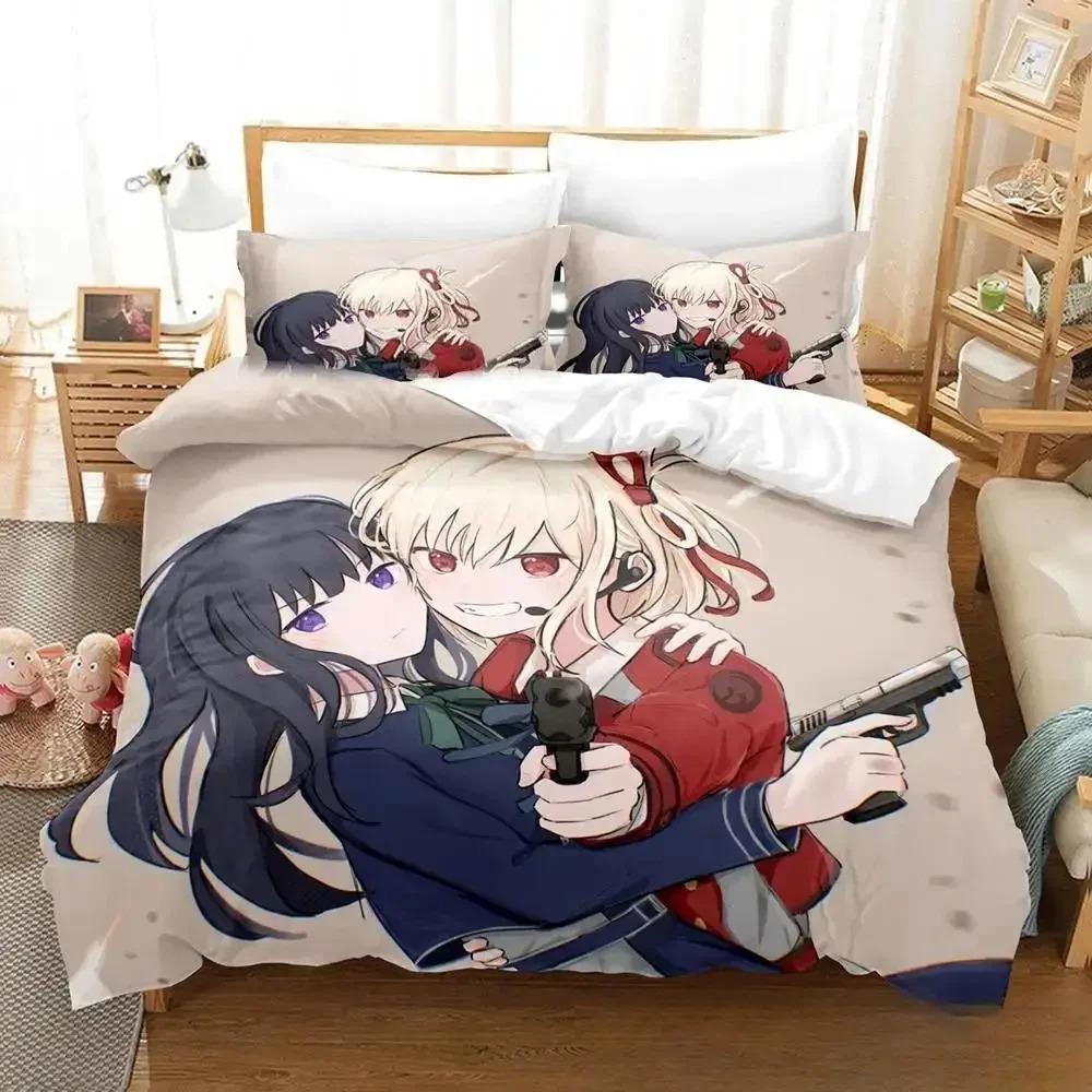 Trendy Modern Single Twin Full Queen King New Lycoris Recoil Size Bed Aldult Kid Bedroom Sets Anime Quilt