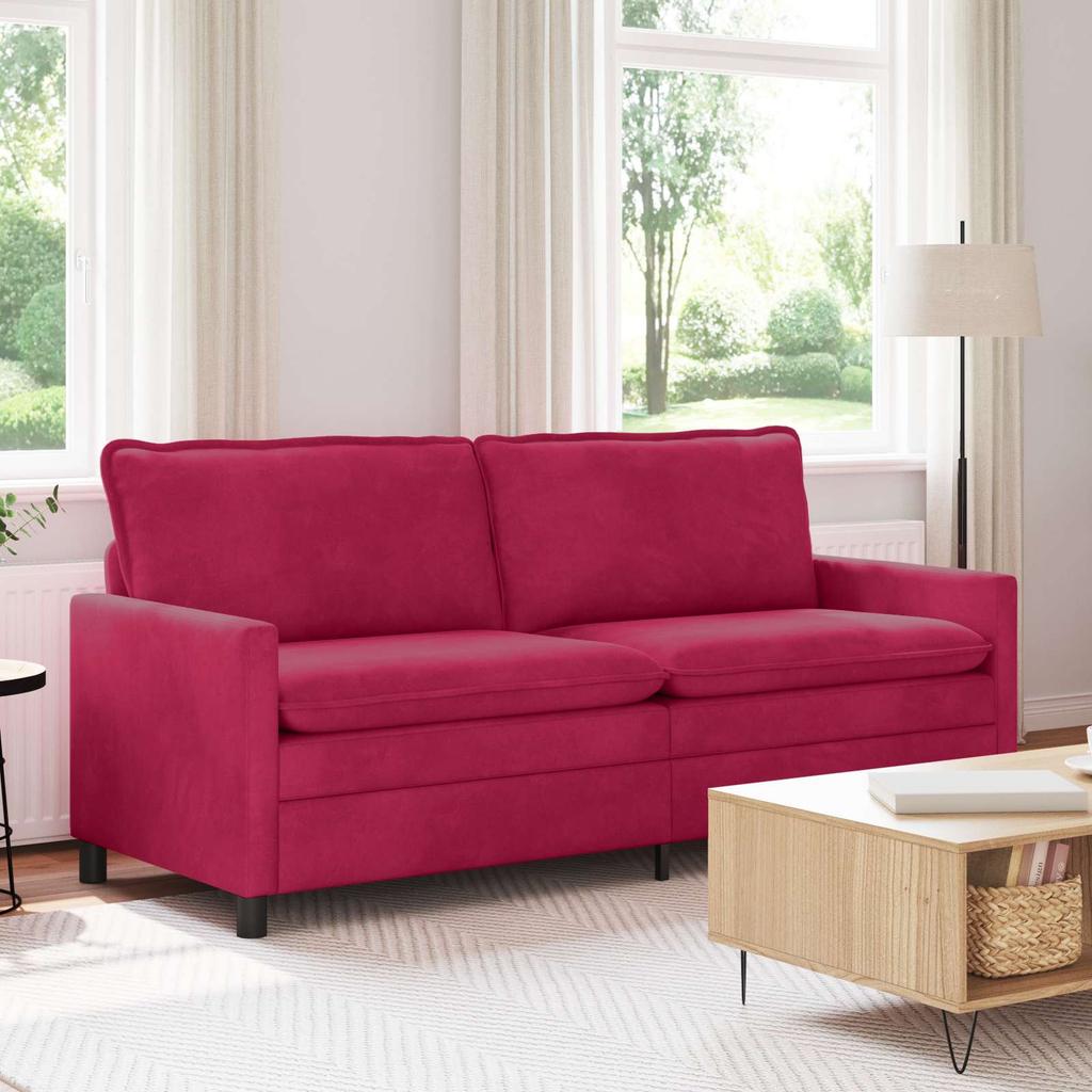 Sofa Burgundy 196 X 81 X 87.5 Cm Velvet