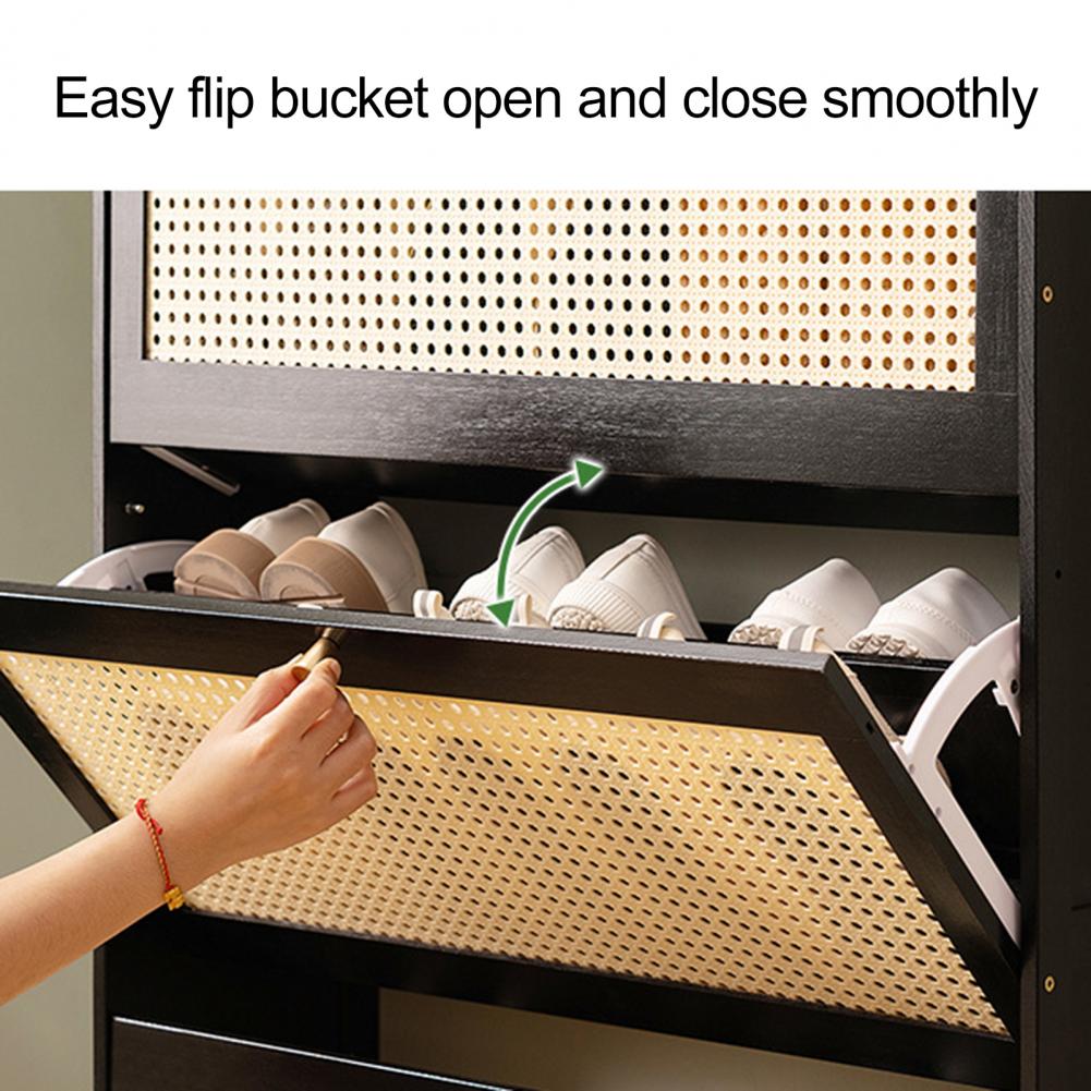 Stapelbares Modernes Schuhregal Hausschuhe 2 Naturrattan-Türen Eingangsbereich Schuhschrank Große Kapazität Möbel Schuh-Organizer