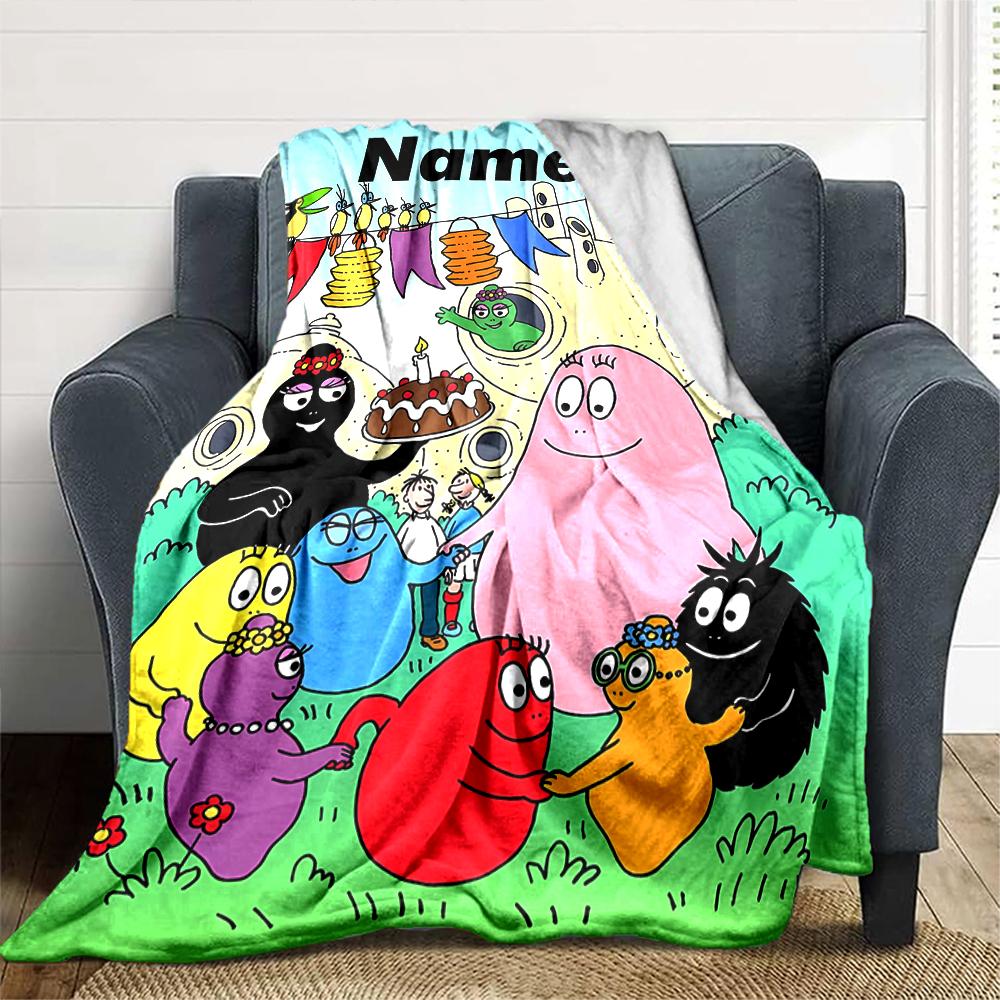 Customiz Name Personality Barbapapa (2) Blanket Soft &Warm Sofa Office Bed Travel Lunch Break Blanket, Gift Suitable for All Seasons