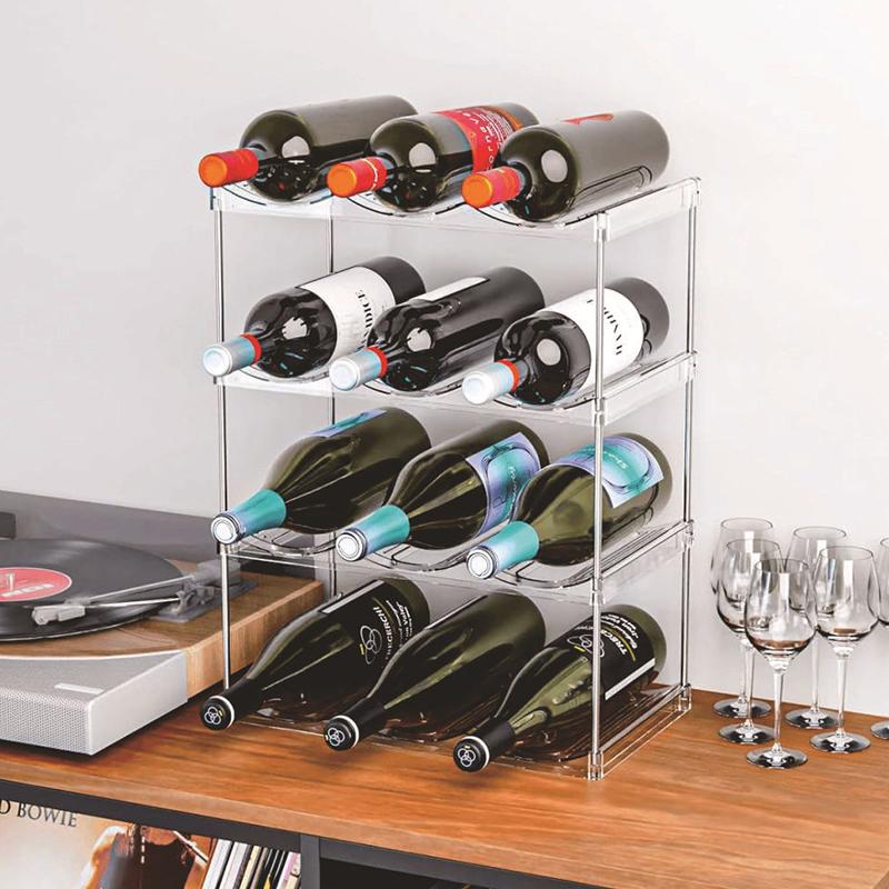 Stackable Water Bottle Organizer Holder For Clear Wine Rack Cup Bottle Holder For Cabinet Home Countertop Fridge Pantry Shelf