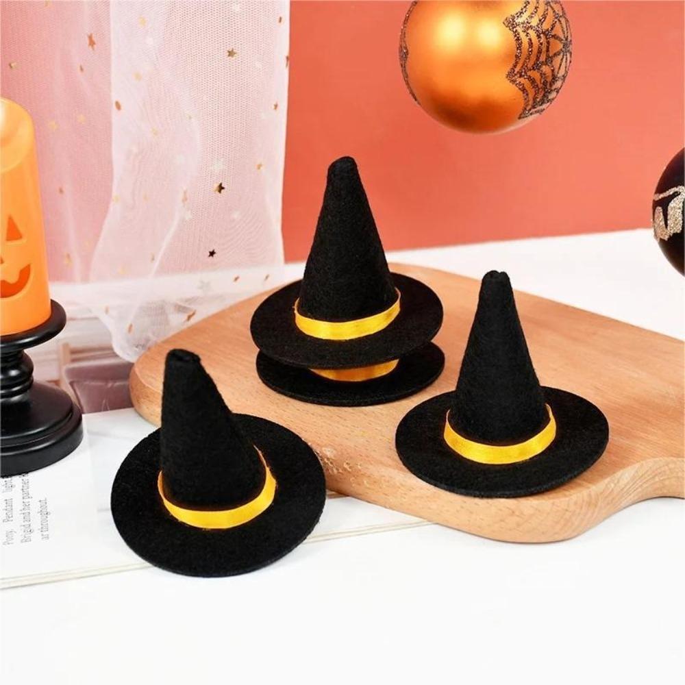 10pcs Wine Bottle Decor Mini Felt Witch Hats DIY 4 Color Wine Bottle Witch Hats Party Decoration Props Wine Bottle Topper
