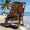 Personalisierter Strandtuch mit individuellem Namen für Five Nights at Freddy's, für Reise Camping Strandparty Heimdekoration, Geburtstagsgeschenk für Familie & Freunde