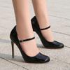 Patent 12cm High Heels Pumps Shoes Woman Large Size 46 Black Red Nude White Thin Heeled Spring Party Wedding Office Shoes Ladies