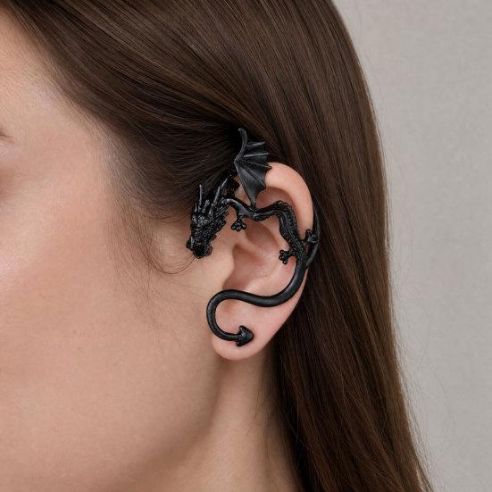 Retro Style Ear Cuff, Realistic Dragon Scale Design Ear Clip, Punk Style 3D Wings Claws Earring, Electroplated Ear Cuff for Daily Life Parties