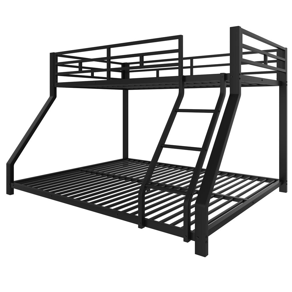 Etagenbett, 90*200 cm 140*200 cm, Geländer, Leiter, EN747 Zertifiziert, ohne Matratze, Metall, Schwarz
