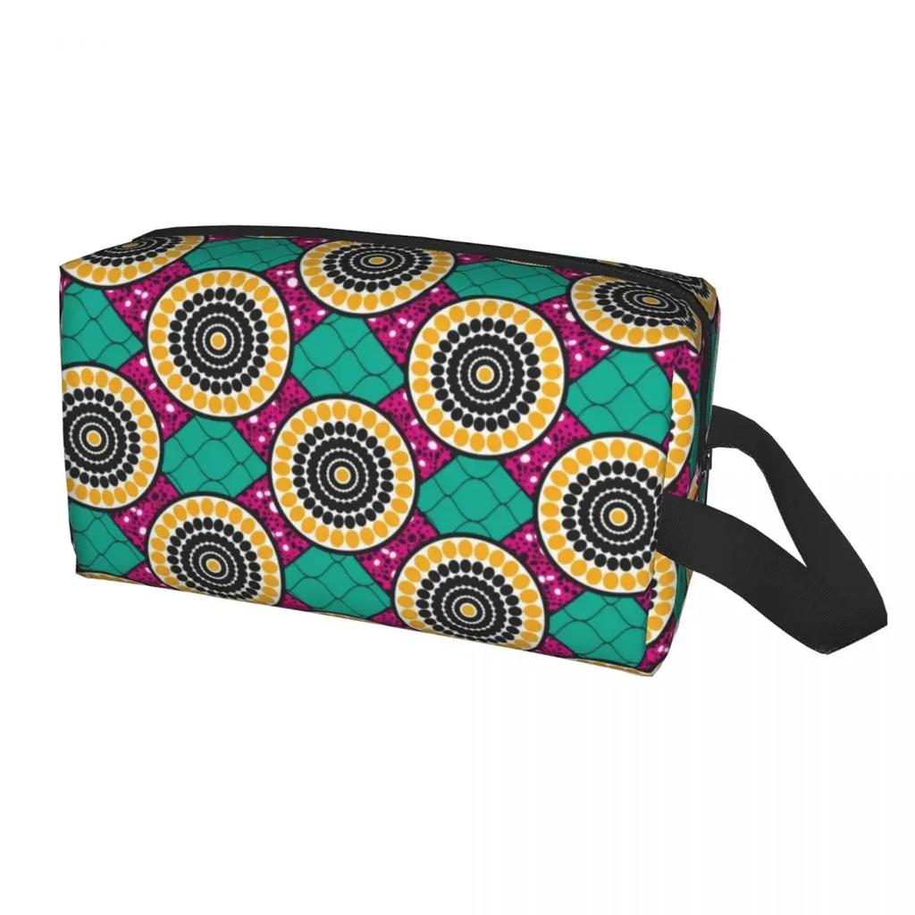 Custom Traditional African Ethnic Tribal Ankara Geometric Cosmetic Bag Large Capacity Makeup Case Beauty Storage Toiletry Bags