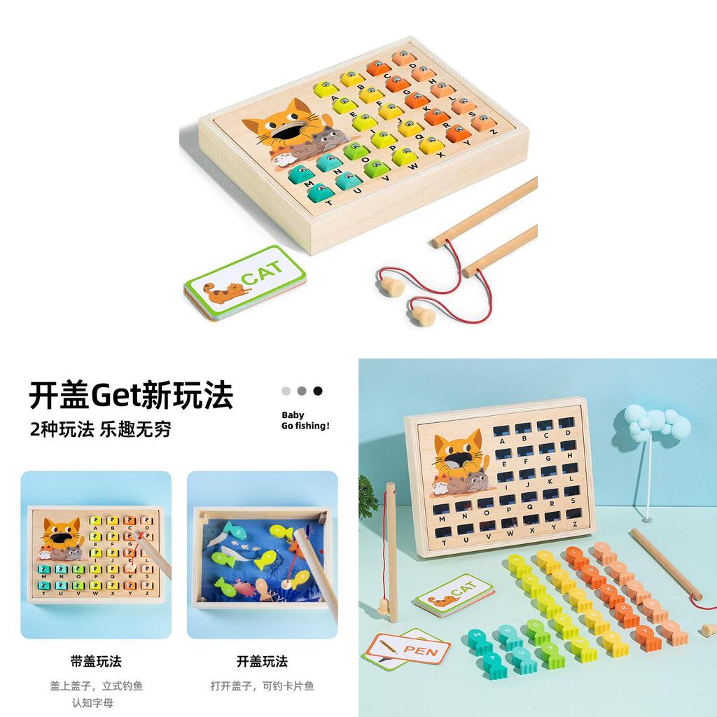 Wooden Magnetic Fishing Toy For Kids With Alphabet Letters And Word Spelling Educational Game For Early Learning