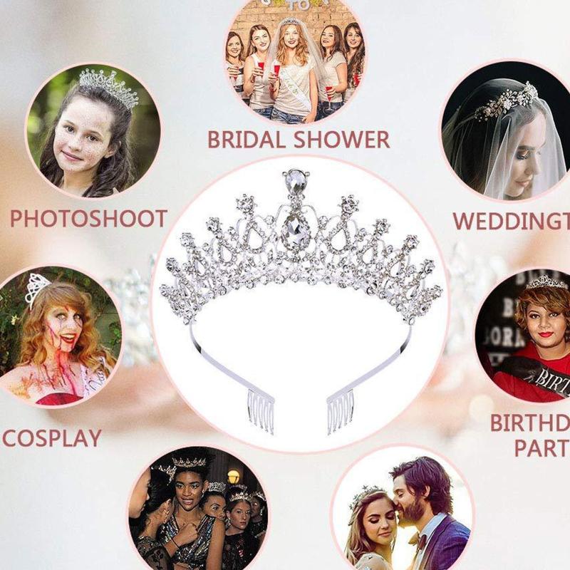 Couronnes et Tiaras en Cristal Couronne de Princesse Tiaras de Mariage pour la Mariée avec Peigne Bandeau Strass Tiare de Reine