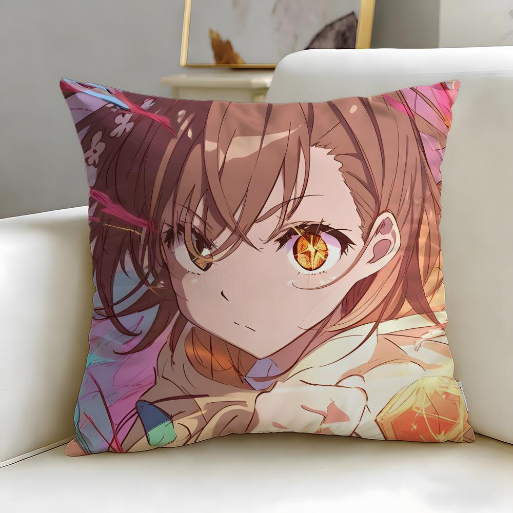 anime A Certain Scientific Railgun Cushion Cover Soft & Easy-Wash Pillow Case – Versatile for Couch, Bed, Travel and Office