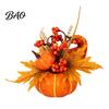Autumn Mantle Decor Artificial Pumpkin Table Centerpiece with Sunflowers Maple Leaves And Pine Harvest Ornaments Cones, Halloween Foam Ornament,