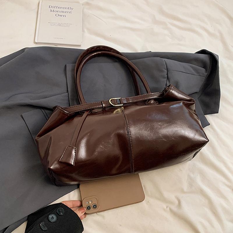 Yogodlns Oil PU Leather Hobo Handbag Slouchy Shoulder Bag Retro Top-Handle Bag Large Work Bags for Women Gilrls Tote Work Shopping Travel