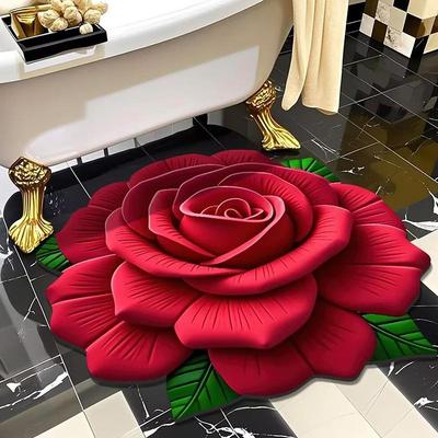 Flower Carpet Special-Shaped Soft Peony Floor Mat Durable 40X40Cm Non-Slip Absorbent Bathroom Floor Mat