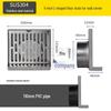 304 Stainless Steel L-Shaped Floor Drain for Hotel Bathroom, Side Outlet, DN50, 5-Inch, Thickened Wall.