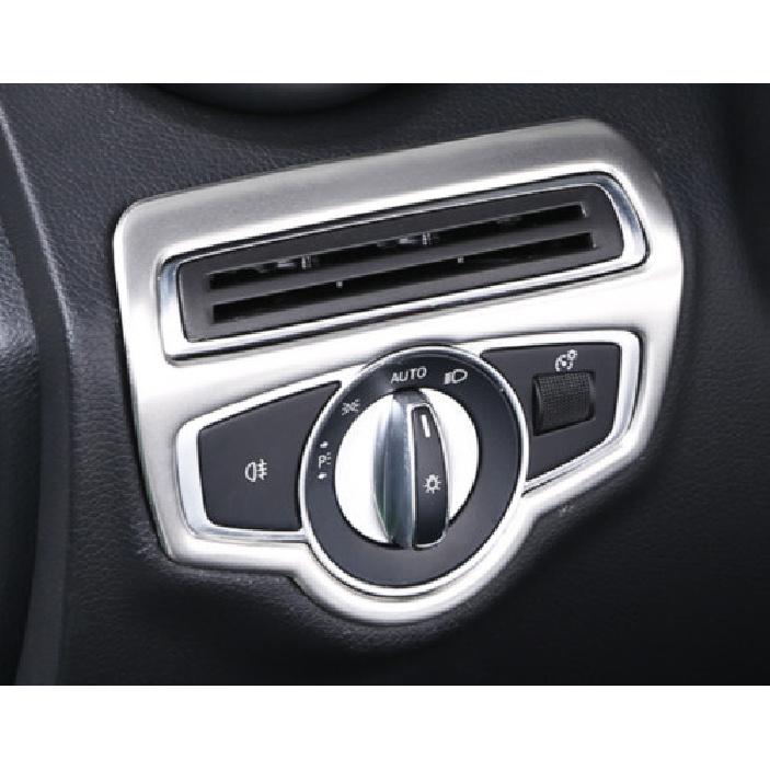 2016- Fit For Benz GLC X253 Headlight Switch Control Frame Silver Steel Trim