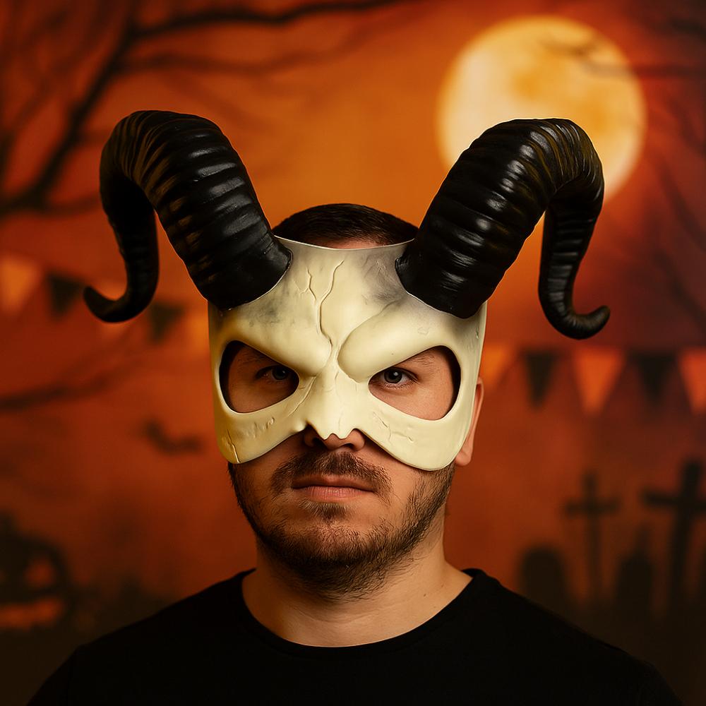 Plastic Sheep Horn Mask Animal Demon Mask Gothic Halloween Mask  Costume