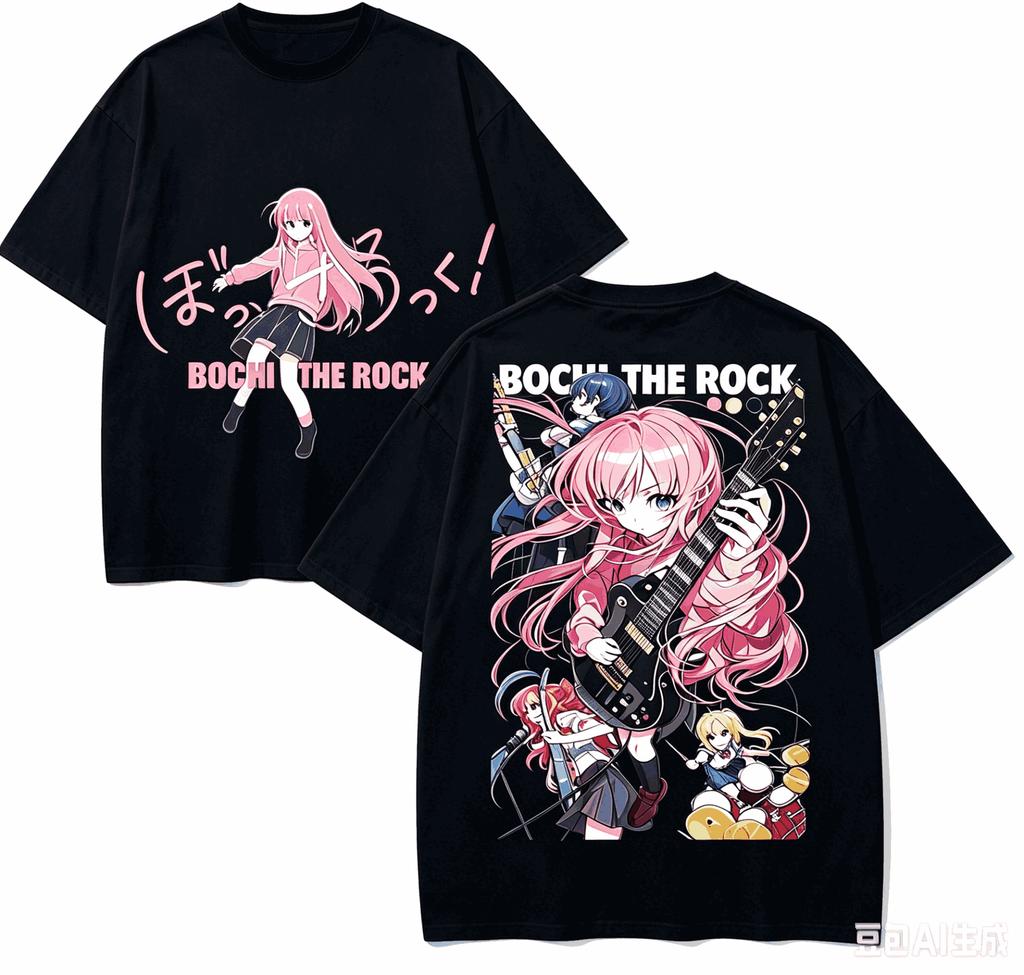 Bocchi The Rock Anime Liebhaber T-Shirt Harajuku Baumwolle Neues Modell High Street Retro Mode Übergroß Unisex Heißes Produkt Weiches Geschenk