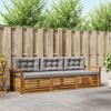 Outdoor Sofa Set with Cushions 3 Pcs Natural and Light Grey
