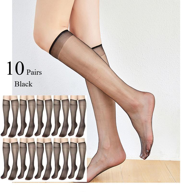 Summer Ultra-Thin Invisible Thigh-High Socks Nude Seamless Mid-Calf Short Socks For Women Anti-Snag Sheer Stockings 1-30 Pairs