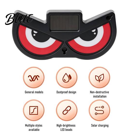Wireless Automotive Led Light Solar Demon Eye Car Window Light Dynamic LED Night with Smart Usb Rechargeable Sensor Modes Suction Cup USB
