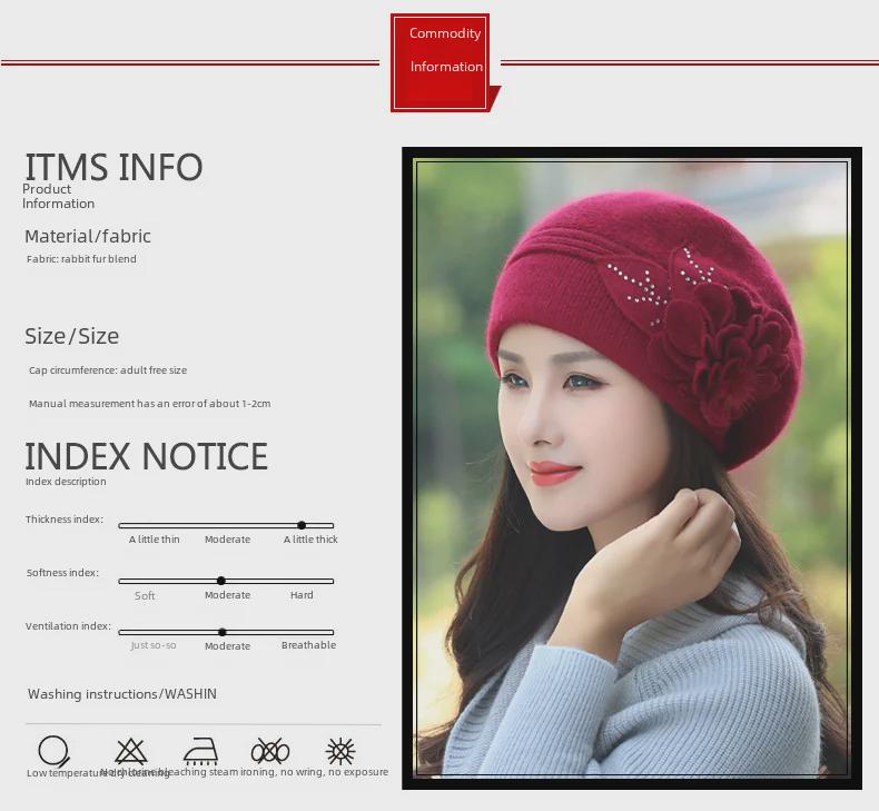 Women's Warm Wool Knitted Hat with Earmuffs - Korean Style Winter Rabbit Fur Hat