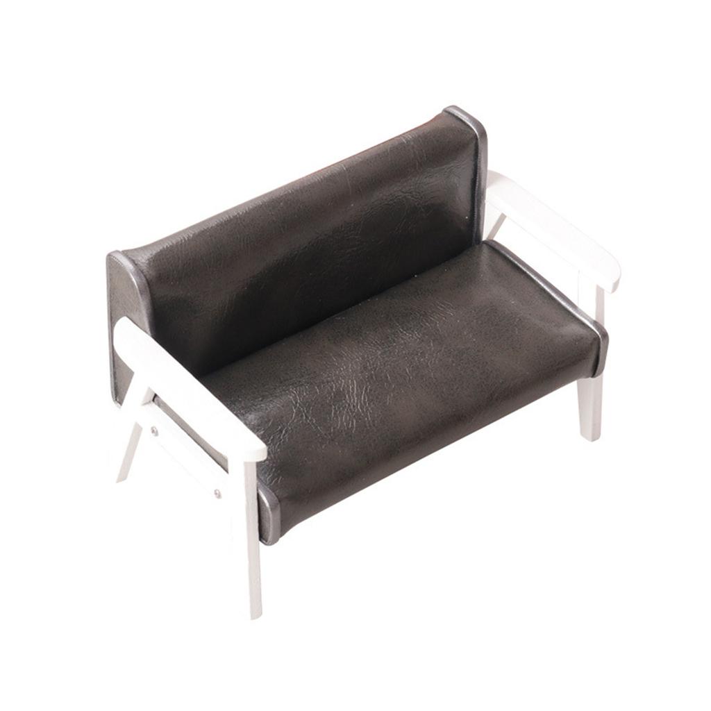 Miniature Leather Sofa Chair Model for Dollhouses Living Room Decoration 1 12 Scale Toy Accessories for Household Use