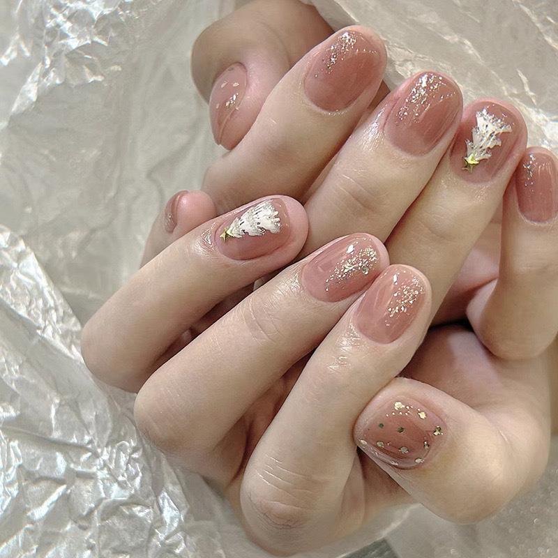 Simple French Gradient Detachable Press-On Nails: Short, Whitening False Nail Tips.