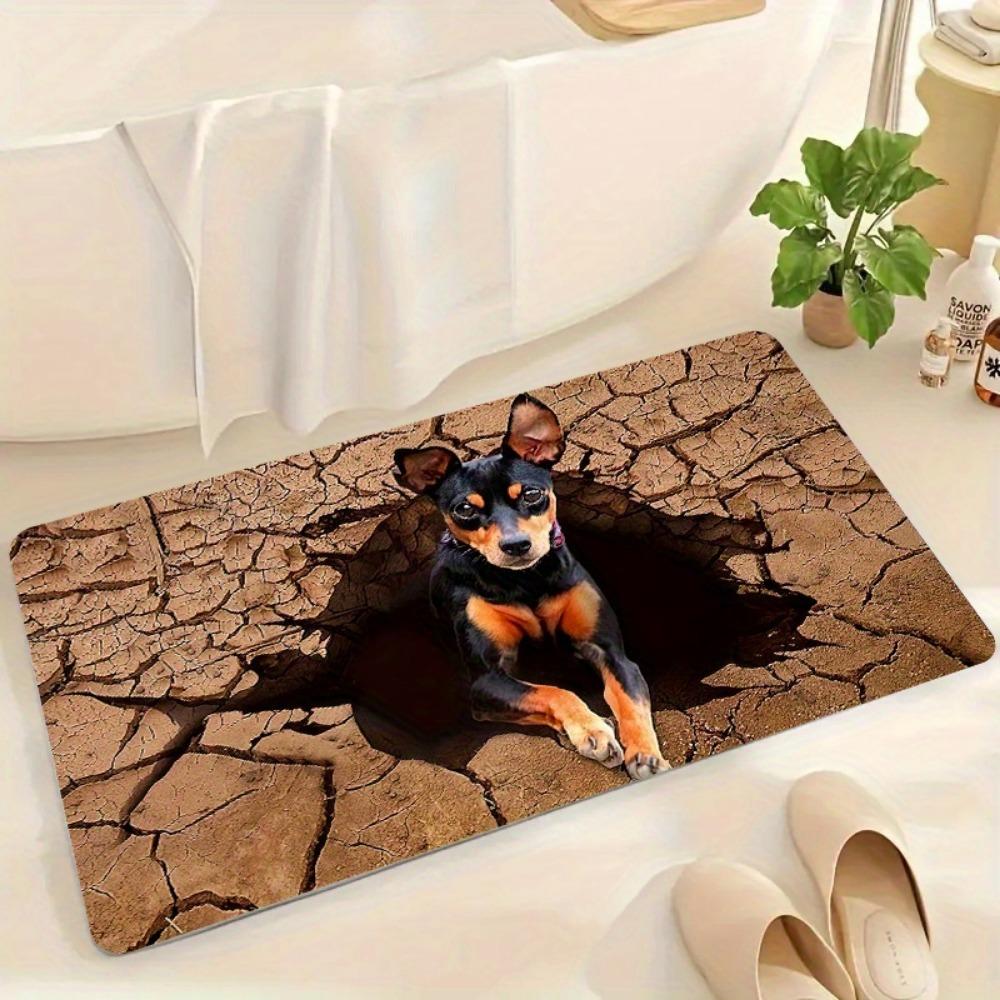 Cute Dog Pattern Farmhouse Welcome Doormat Durable Washable Entrance Floor Rug Indoor Outdoor Porch Home Decor 1PC