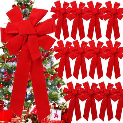 1/6pcs Large Red Velvet Bow Christmas Decoration Red Bow Xmas Tree Topper Decoration Xmas Wreath Bows New Year Home Party Decor
