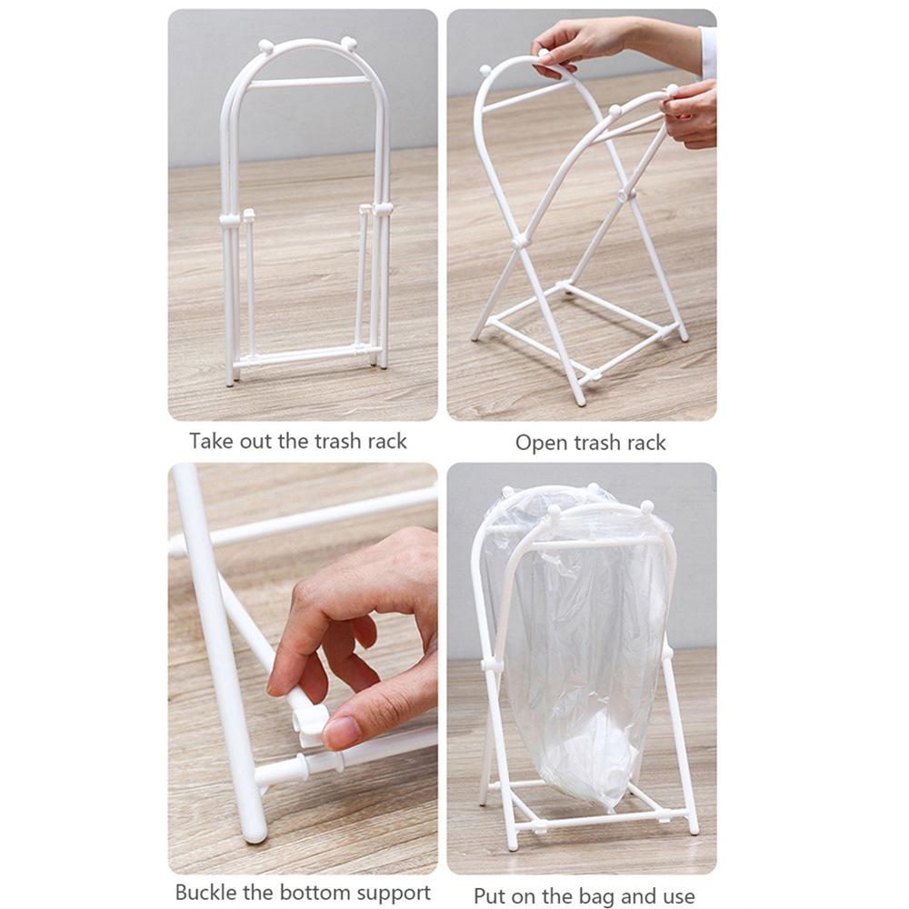 Kitchen Countertop Floor Portable Support Frame Garbage Bag Holder Storage Organizer Trash Rack
