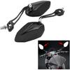 Pair of Motorcycle Mirrors, Black Aluminum Adjustable Stalk, Universal Mount for 8mm or 10mm Handlebar, for Scooters and Bikes
