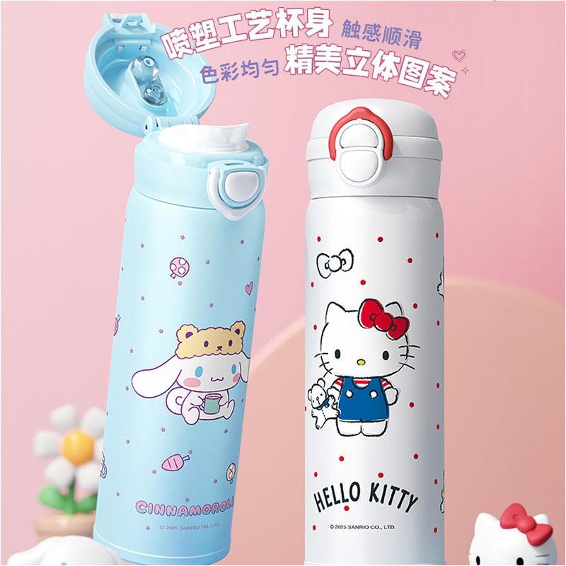 316 Stainless Steel Insulated Kids Water Bottle With Straw Flip Lid - Hello Kitty Kuromi Cinnamoroll My Melody Designs