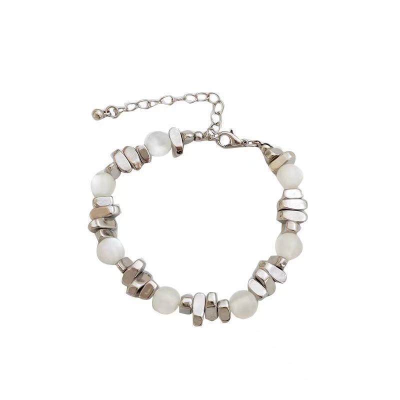 2025 New Trend Moonstone & Silver Spliced Luxury Bracelet for Women