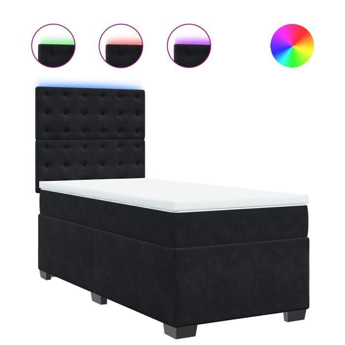 Maison Exclusive - Sommier à lattes de lit avec matelas Noir 100x200 cm Velours