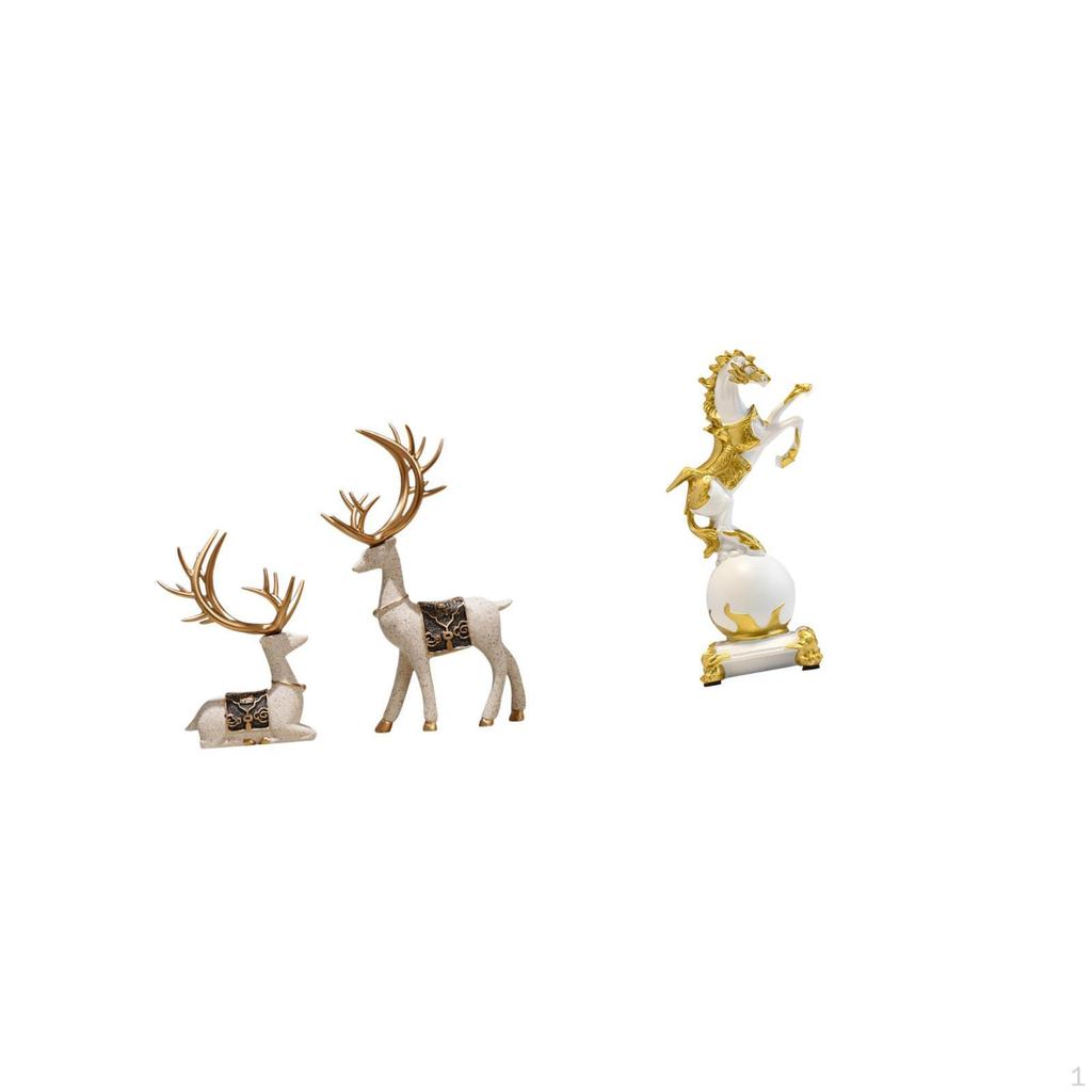 Modern Reindeer Statue Collection Horse Figurine Animal Sculpture Ornaments for Living Room Bedroom