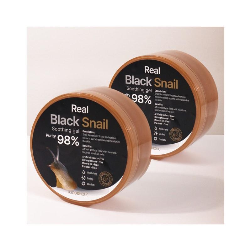 (1+1) Foodaholic Real Black Snail Soothing Gel 300ml / Snail Cream Soothing Gel Quick Moisturizing Elasticity Care