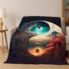 Yin Yang Symbol Chinese Tai Chi Flannel Blanket Soft Warm Throw Blanket for Bedroom Living Room Bed Travel Camping Picnic Gift
