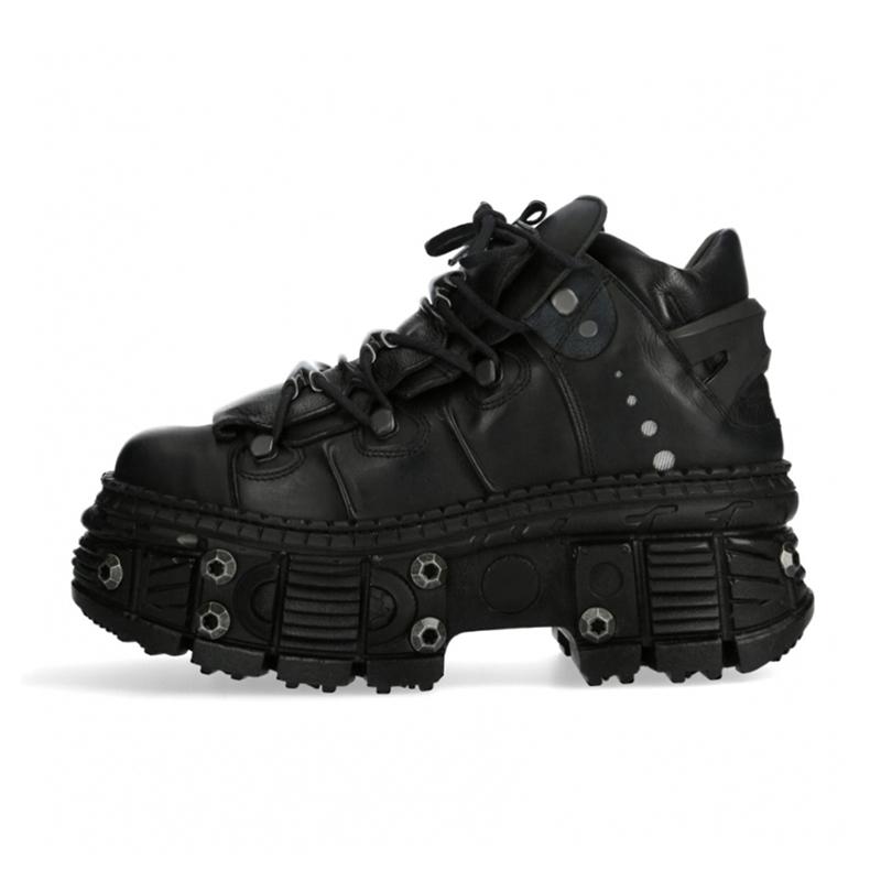 Fashion Retro Rock Shoes For Both Men And Women 2024 New Dark Punk Leather Shoes Metal Niche Low Top Platform Shoes For Women