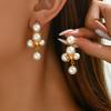 French Style Vintage Simulated Pearl Dangle Earrings for Women Gifts Temperament Fine Stud Earrings Banquet Jewelry Accessories