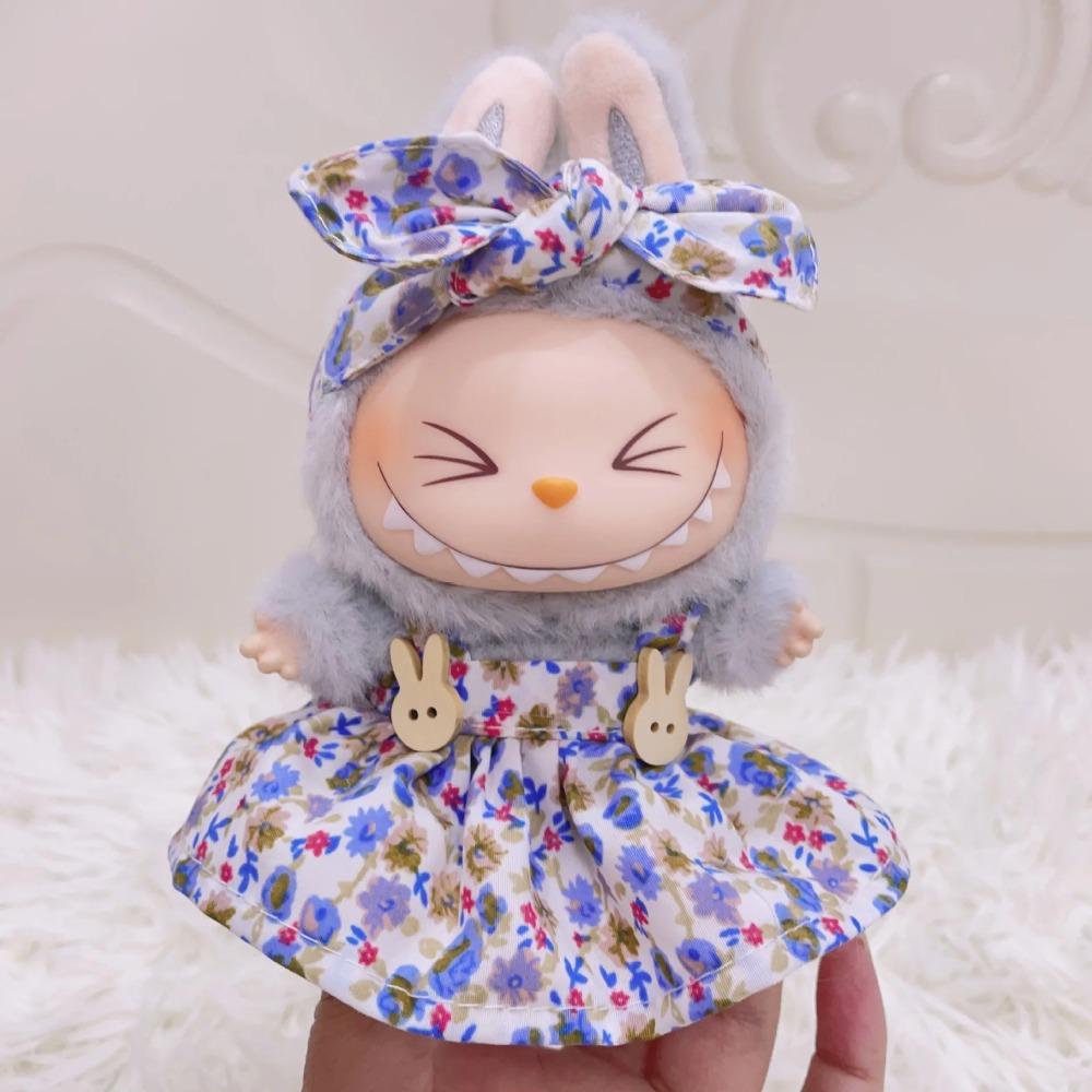 Labubu 15cm/17cm Doll Clothing Sitting Party Strawberry Tank Top Skirt Paired With Princess White Shoes Princess Baby Clothes
