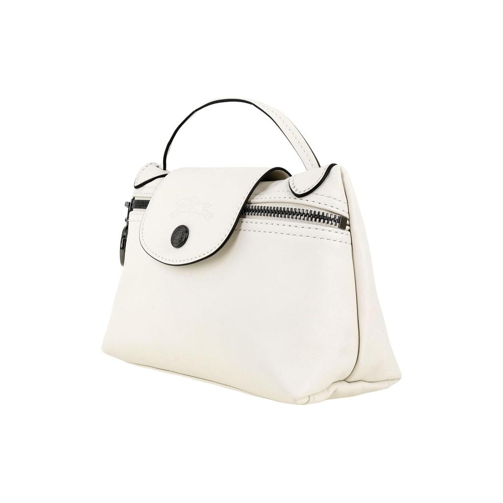 Longchamp Le Pliage Fashion Trend Snap Button Zipper Closure Leather Mahjong Shoulder Crossbody Bag Women bags Off-white 10188987037