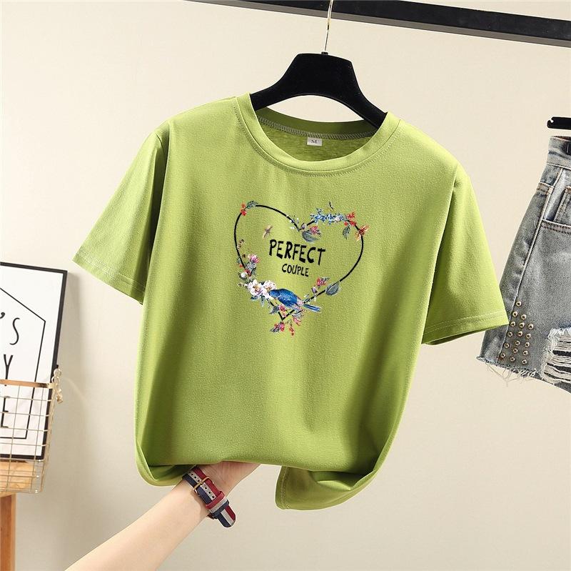 Summer 2025 New Short-sleeved T-shirt Women's Round-neck Printed Top