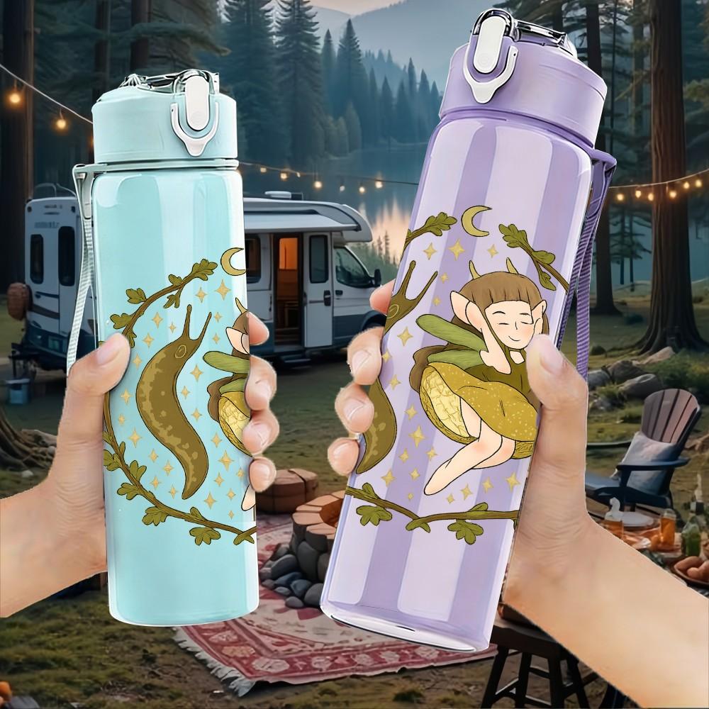 1PC Wreath Forest Fairy Art 750ml Color Plastic Sports Water Bottle Leakproof Flip Straw Lid Suitable for Sports Office Home Use