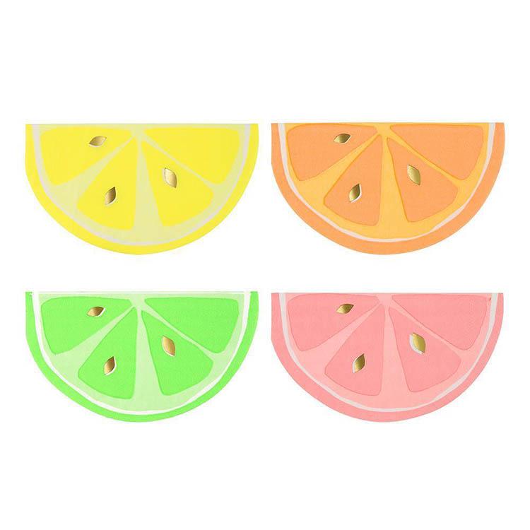 Fruit-Themed Disposable Picnic Set: Lemongrass, Strawberry, Watermelon, Pineapple Plates, Gold Foil Lace Party Plates, Cups & Napkins.