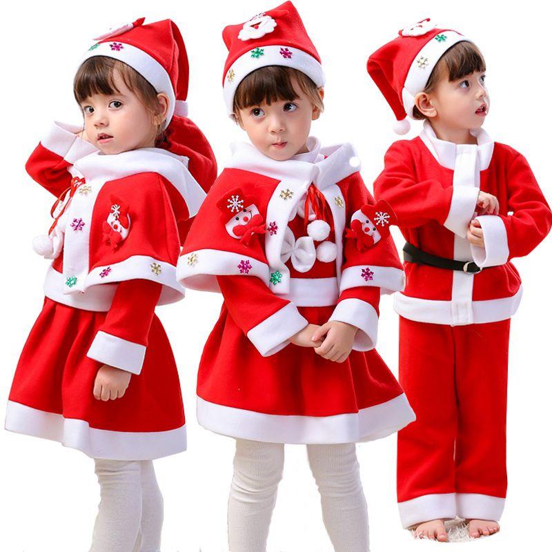 Christmas Kid Santa Claus Cosplay Costume Boy Girl Xmas Party Fancy Outfit Dress