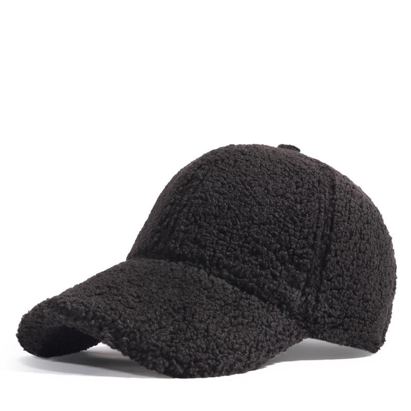 Unisex Korean Style Thickened Lamb Wool Baseball Cap for Autumn and Winter - Solid Color, Warm, Casual Outdoor Hat