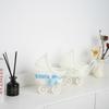Multicolor Trolley Cart Storage Basket Weave Pattern Oval Shape Organization Basket Plastic Bowknot Desktop Ornament