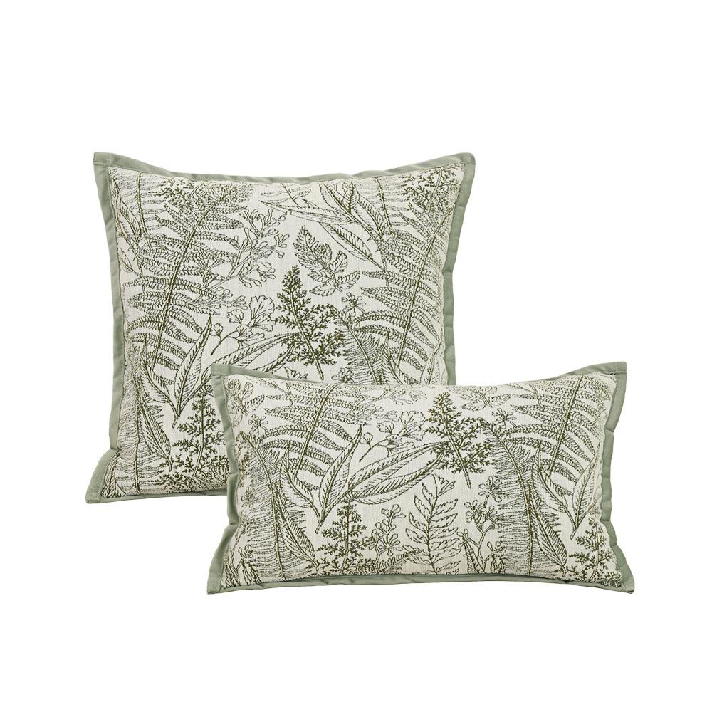 Franse Chenille Jacquard Fluweel Kussensloop Cojines Groen Bloemen Sierkussenhoes Woonkamer Bank Decoratie Kussenhoezen 30x50cm
