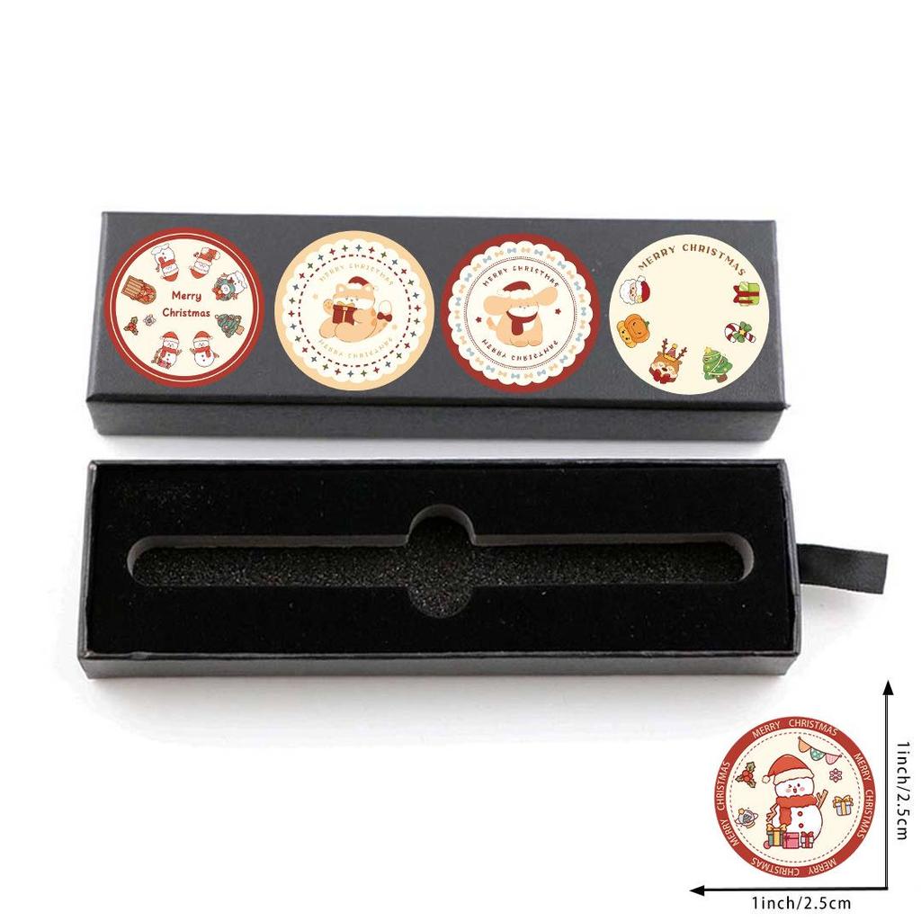500-Blatt Weihnachts-Stickerrolle: 2,5 cm Abnehmbare Runde Niedliche Feiertagsetiketten